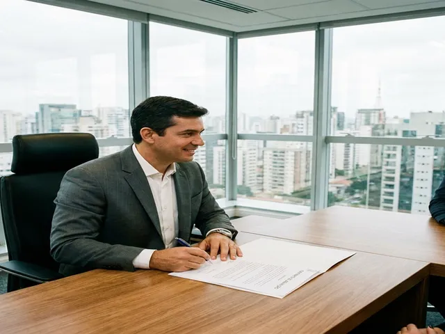 Empresário assinando contrato de terceirização de desenvolvimento